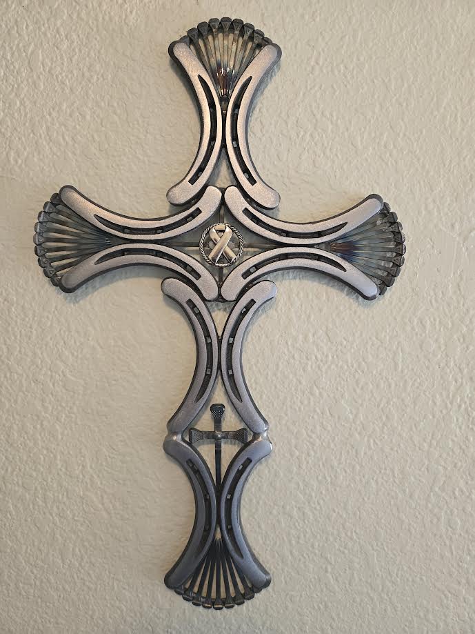 The Survivor Cross – Raw Steel 000 Horseshoe Cross (10" × 16")