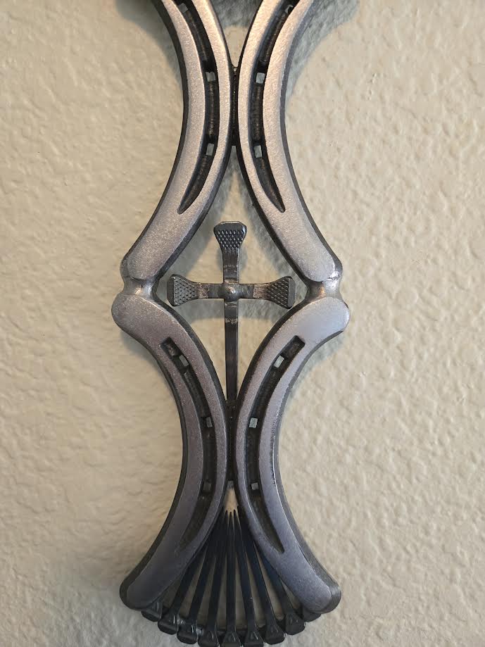 The Survivor Cross – Raw Steel 000 Horseshoe Cross (10" × 16")
